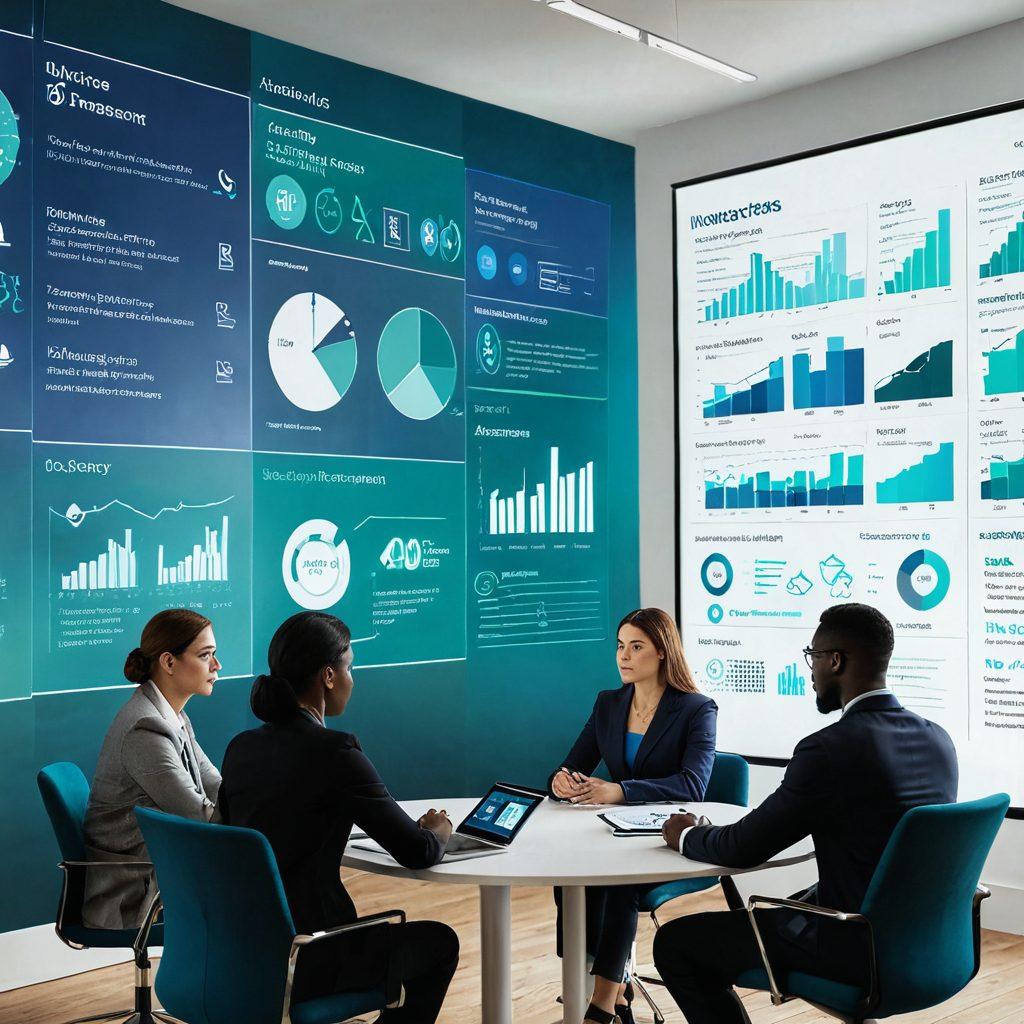 A visually engaging scene depicting a diverse group of people analyzing insurance policies, surrounded by digital comparisons of various plans and graphs showcasing risk assessment. In the background, an abstract representation of security and smart choices, symbolizing protection and analysis. The color palette should be professional with blues and greens, conveying trust and intelligence. super-realistic. vibrant colors.